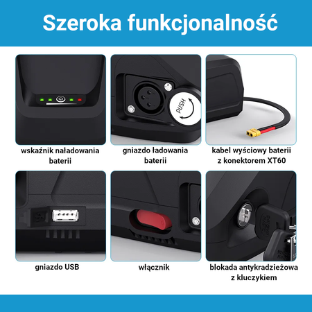 Bateria bidonowa E-Bike  - 48V 13Ah Bluetooth